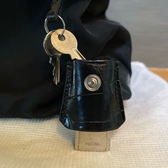 Prada Nero nylon and croc-finish leather satchel - Picture 6 of 12